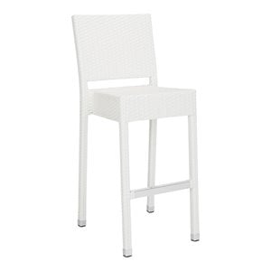 Pemberly Row Contemporary 29.5&quot Rattan Indoor/Outdoor Bar Stool in White