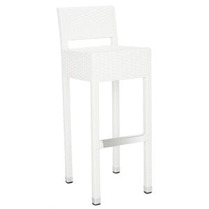 Pemberly Row 30&quot Rattan Wicker Indoor/Outdoor Bar Stool in White