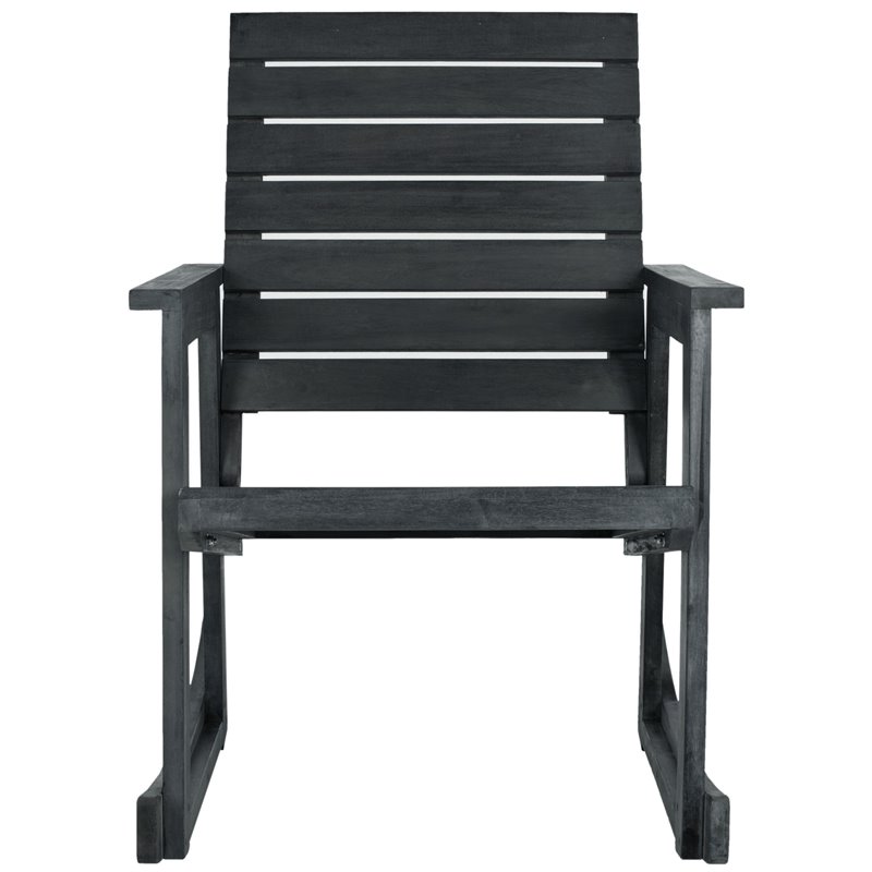 Pemberly Row Acacia Wood Outdoor Rocking Chair in Dark Slate Gray