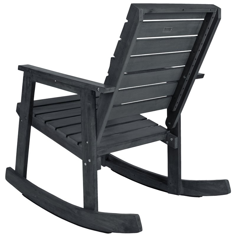 Pemberly Row Acacia Wood Outdoor Rocking Chair in Dark Slate Gray