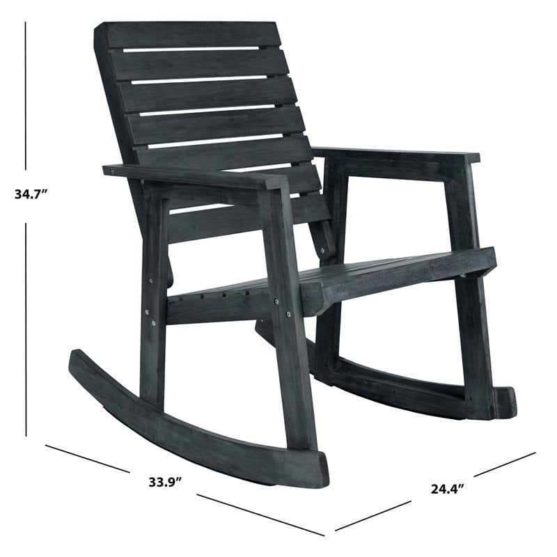 Pemberly Row Acacia Wood Outdoor Rocking Chair in Dark Slate Gray