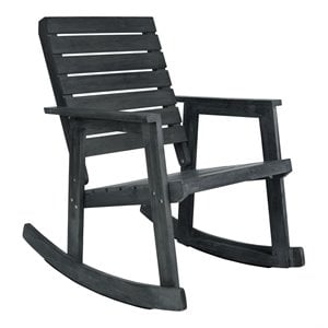 Pemberly Row Acacia Wood Outdoor Rocking Chair in Dark Slate Gray