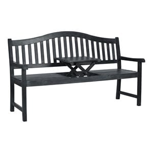 Pemberly Row 17.3&quot Acacia Wood Outdoor Bench in Dark Slate Gray