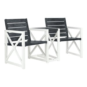 Pemberly Row 16.9&quot 2-Seat Acacia Wood Bench in Dark Slate Gray