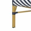 Pemberly Row Herringbone Wicker/Rattan Indoor/Outdoor Settee in Navy/White
