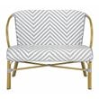 Pemberly Row Herringbone Wicker/Rattan Indoor/Outdoor Settee in Gray/White
