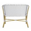 Pemberly Row Herringbone Wicker/Rattan Indoor/Outdoor Settee in Gray/White