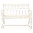 Pemberly Row Wrought Iron Victorian Outdoor Rocking Bench in Pearl White