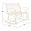 Pemberly Row Wrought Iron Victorian Outdoor Rocking Bench in Pearl White