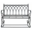 Pemberly Row Wrought Iron Victorian Outdoor Rocking Bench in Black Rust