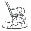 Pemberly Row Wrought Iron Victorian Outdoor Rocking Bench in Black Rust