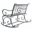Pemberly Row Wrought Iron Victorian Outdoor Rocking Bench in Black Rust