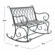 Pemberly Row Wrought Iron Victorian Outdoor Rocking Bench in Black Rust