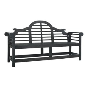 Pemberly Row 17.7&quot Acacia Wood Outdoor Bench in Dark Slate Gray