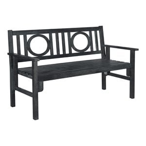 Pemberly Row 17.3&quot Acacia Wood Folding Garden Bench in Dark Slate Gray
