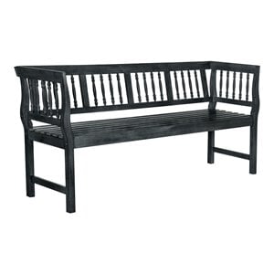 Pemberly Row 16.9&quot Acacia Wood Outdoor Bench in Dark Slate Gray