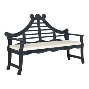 Pemberly Row 16.54&quot 2-Seat Acacia Wood Outdoor Bench in Dark Gray