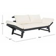 Pemberly Row Acacia Wood Outdoor Daybed in Dark Slate Gray/Beige