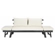 Pemberly Row Acacia Wood Outdoor Daybed in Dark Slate Gray/Beige