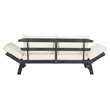 Pemberly Row Acacia Wood Outdoor Daybed in Dark Slate Gray/Beige