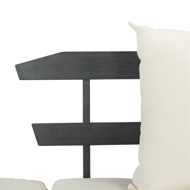 Pemberly Row Acacia Wood Outdoor Daybed in Dark Slate Gray/Beige