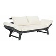 Pemberly Row Acacia Wood Outdoor Daybed in Dark Slate Gray/Beige