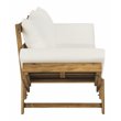 Pemberly Row Contemporary Acacia Wood Outdoor Daybed in Teak Brown/Beige