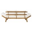 Pemberly Row Contemporary Acacia Wood Outdoor Daybed in Teak Brown/Beige