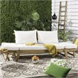 Pemberly Row Contemporary Acacia Wood Outdoor Daybed in Teak Brown/Beige