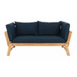 Pemberly Row Contemporary Acacia Wood Outdoor Daybed in Natural/Navy