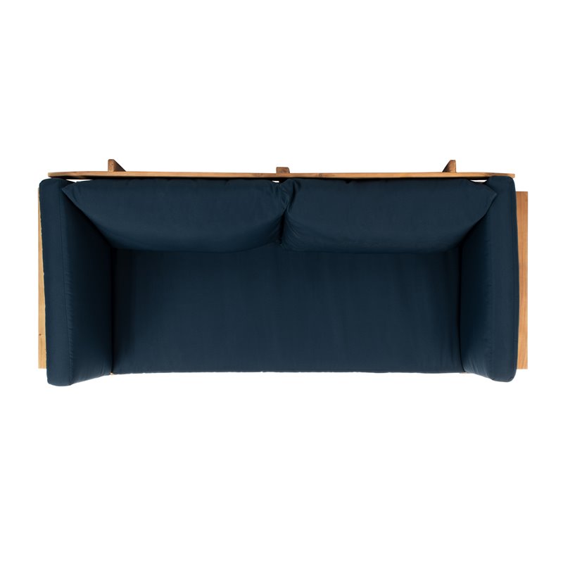 Pemberly Row Contemporary Acacia Wood Outdoor Daybed in Natural/Navy