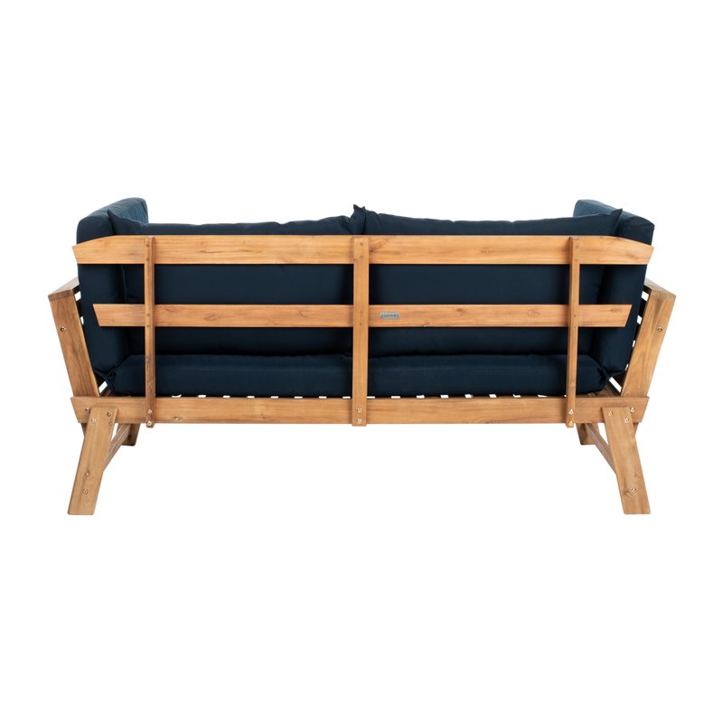 Pemberly Row Contemporary Acacia Wood Outdoor Daybed in Natural/Navy