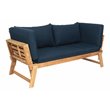 Pemberly Row Contemporary Acacia Wood Outdoor Daybed in Natural/Navy