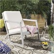 Pemberly Row Eucalyptus Wood Outdoor Rocking Chair in Gray/Beige