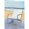 Pemberly Row Eucalyptus Wood Outdoor Rocking Chair in Gray/Beige