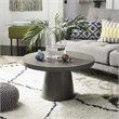 Pemberly Row Round Concrete Indoor/Outdoor Coffee Table in Dark Gray