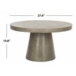 Pemberly Row Round Concrete Indoor/Outdoor Coffee Table in Dark Gray