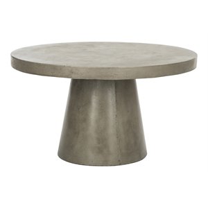 Pemberly Row Round Concrete Indoor/Outdoor Coffee Table in Dark Gray