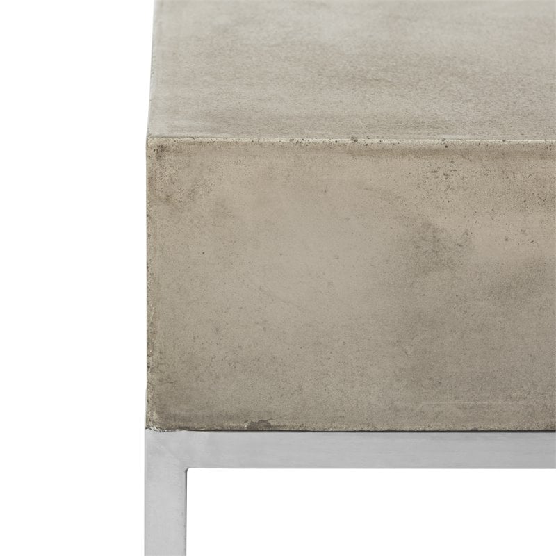 Pemberly Row Geometric Concrete Indoor/Outdoor Coffee Table in Dark Gray