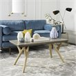 Pemberly Row Concrete and Oak Indoor/Outdoor Coffee Table in Dark Gray
