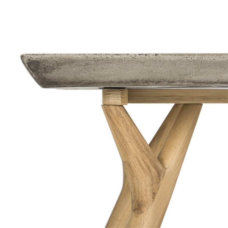 Pemberly Row Concrete and Oak Indoor/Outdoor Coffee Table in Dark Gray