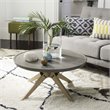 Pemberly Row Round Concrete and Oak Indoor/Outdoor Coffee Table in Dark Gray
