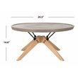 Pemberly Row Round Concrete and Oak Indoor/Outdoor Coffee Table in Dark Gray
