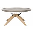 Pemberly Row Round Concrete and Oak Indoor/Outdoor Coffee Table in Dark Gray