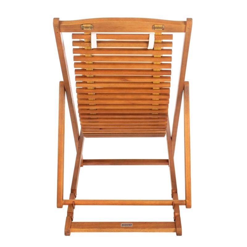 Pemberly Row Set of 2 Eucalyptus Wood Relax Chairs with Pillow in Natural/Beige