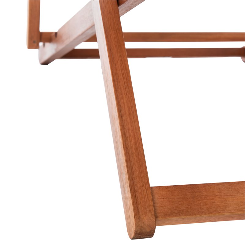 Pemberly Row Eucalyptus Wood Relax Chairs with Pillow in Natural/Navy (Set of 2)