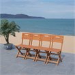 Pemberly Row Eucalyptus Wood Outdoor Folding Chair in Natural (Set of 2)
