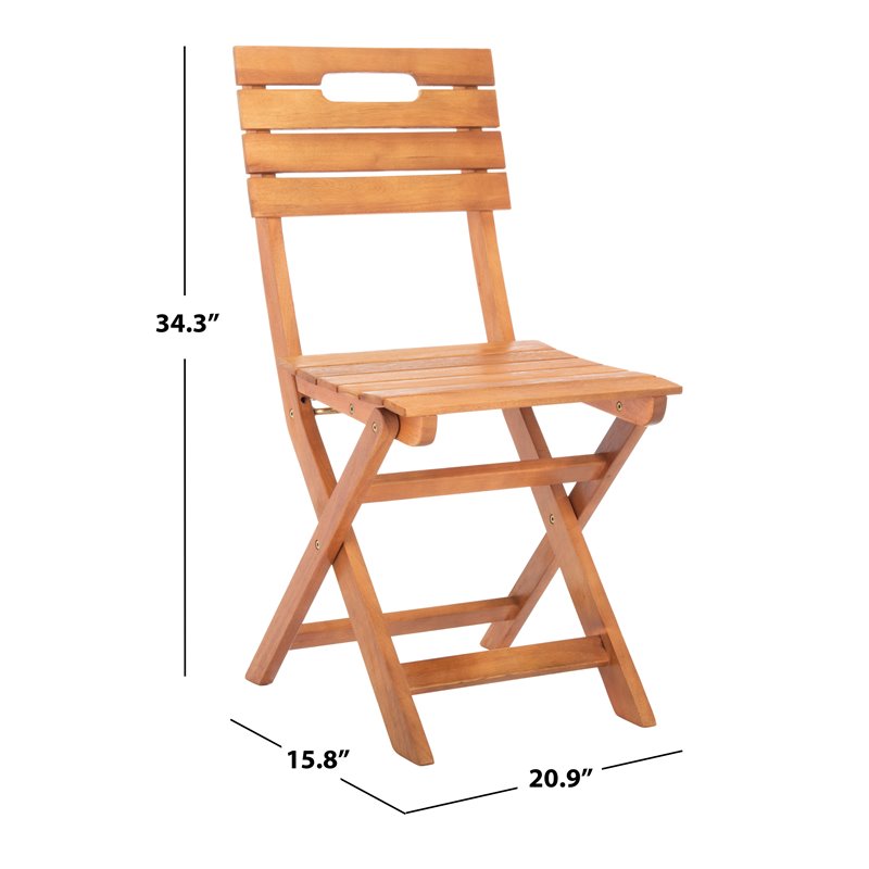 Pemberly Row Eucalyptus Wood Outdoor Folding Chair in Natural (Set of 2)