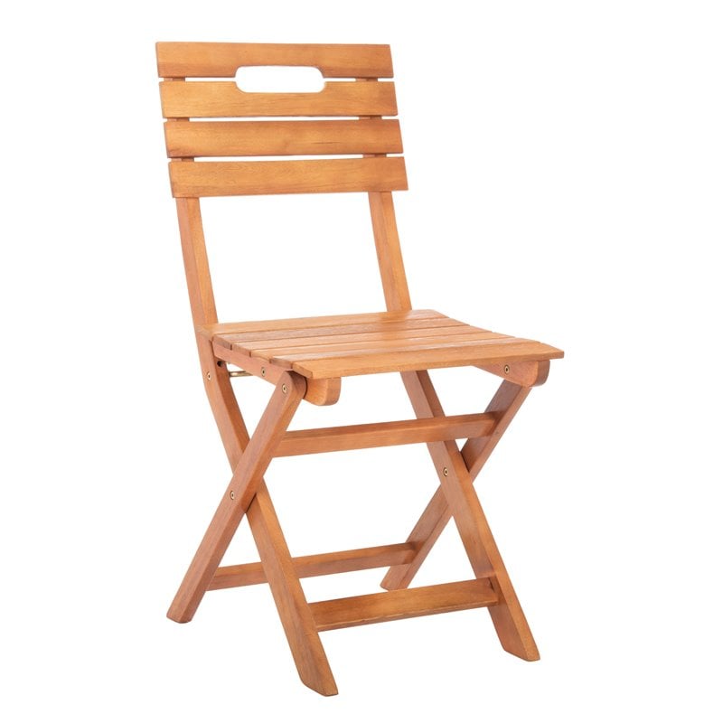 Pemberly Row Eucalyptus Wood Outdoor Folding Chair in Natural (Set of 2)