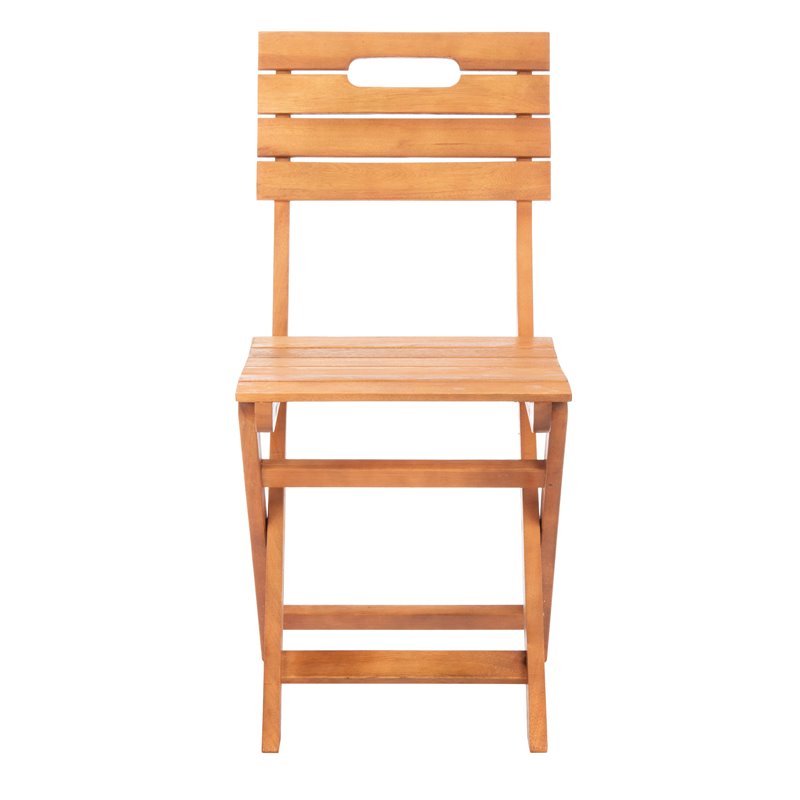 Pemberly Row Eucalyptus Wood Outdoor Folding Chair in Natural (Set of 2)